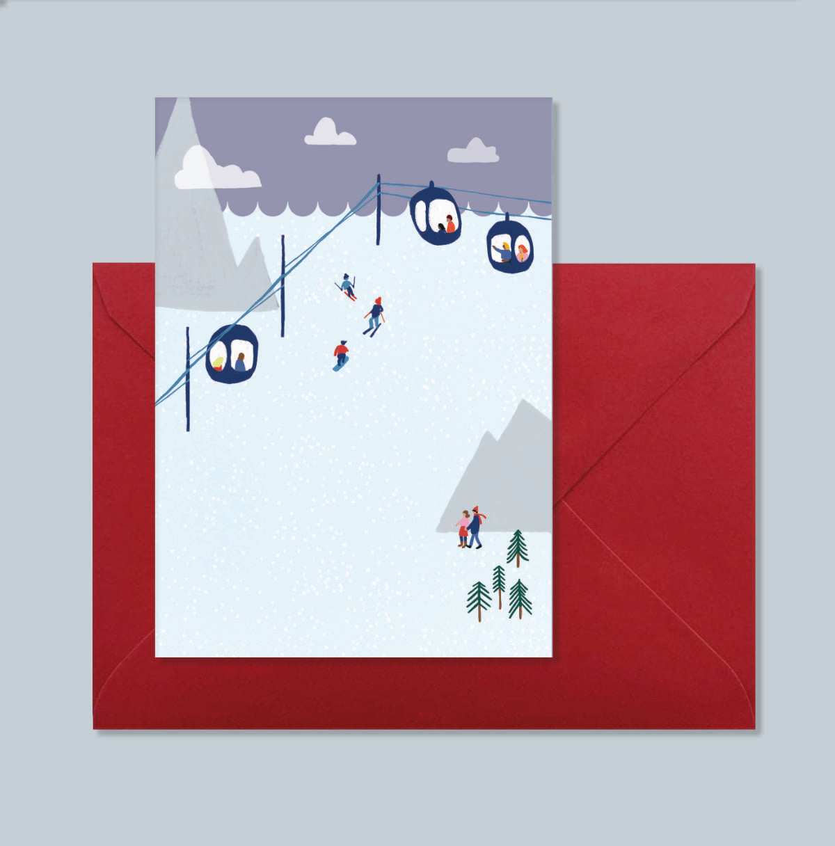 Klappkarte Winterland Skifahren