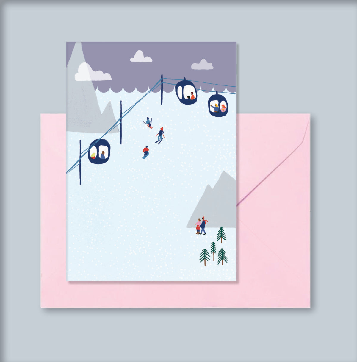 Klappkarte Winterland Skifahren