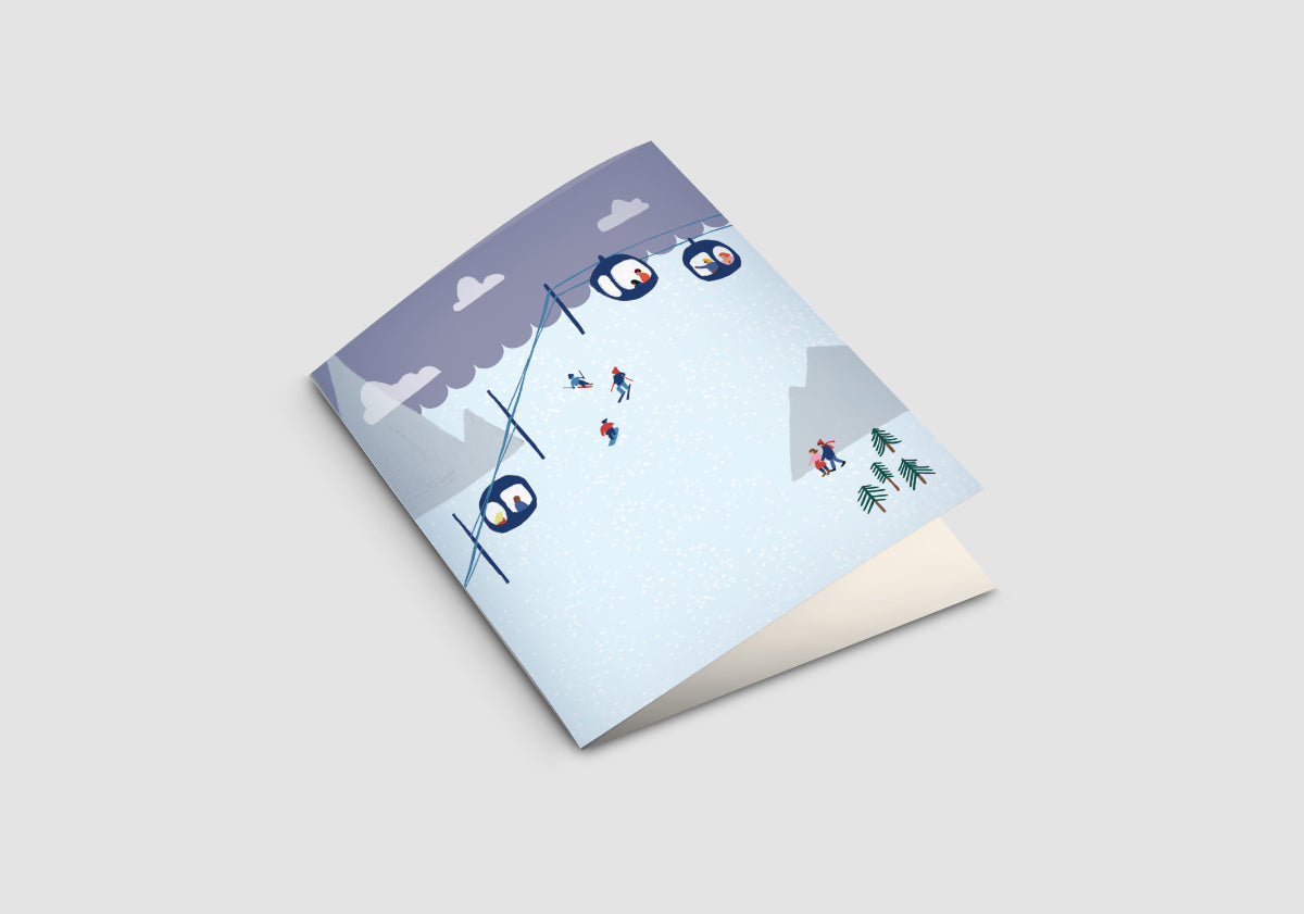 Klappkarte Winterland Skifahren
