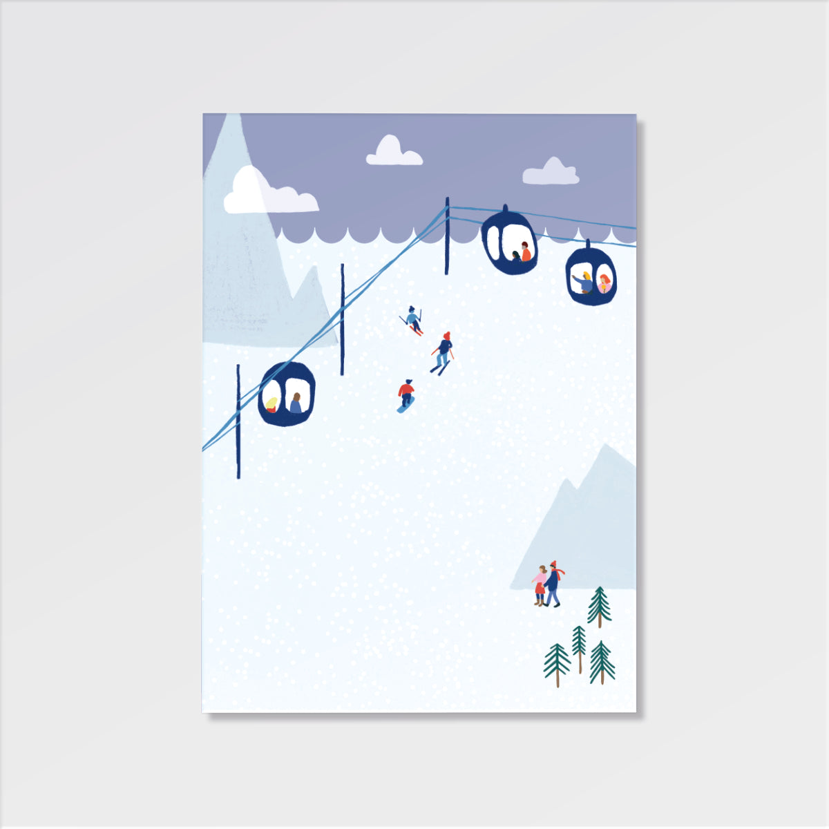 Klappkarte Winterland Skifahren