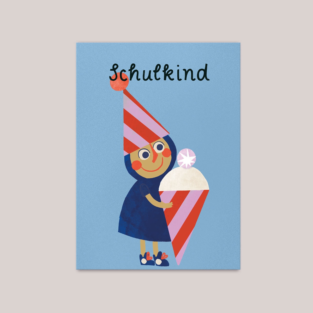 Postkarte Wichtel Schulkind