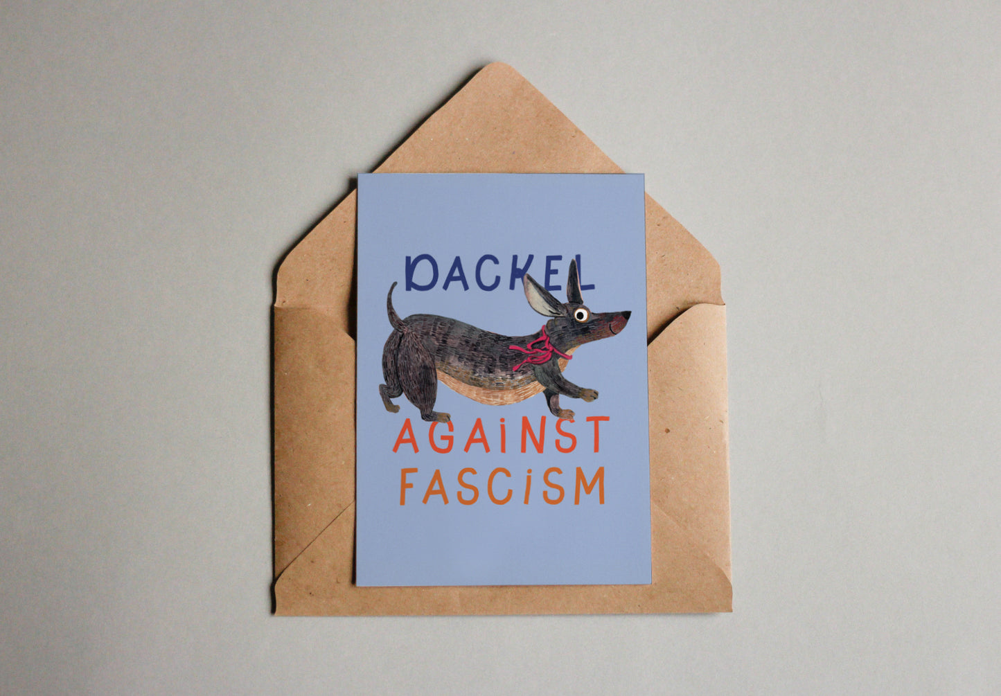 Postkarte Dackel against fascism
