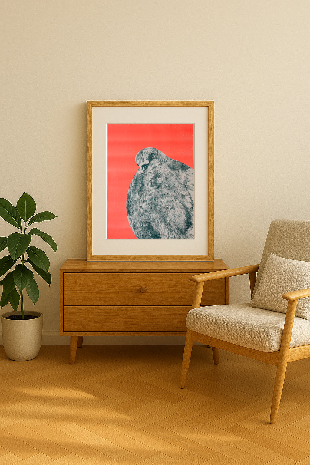 Riso Print Taube • Din A2 limitierter Kunstdruck Risografie