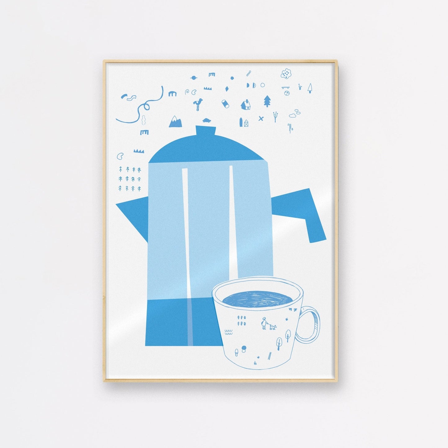Riso Print Kaffeekanne Risografie - Halber Hahn