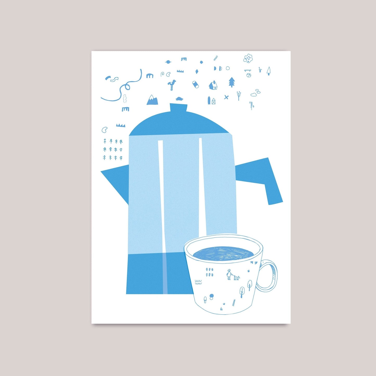 Riso Print Kaffeekanne Risografie - Halber Hahn