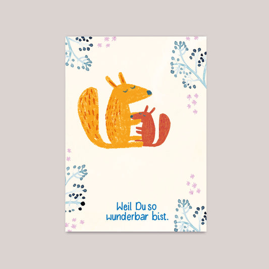 Postkarte Eichhörnchen Freunde