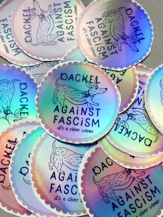 Holo Sticker Dackel against fascism