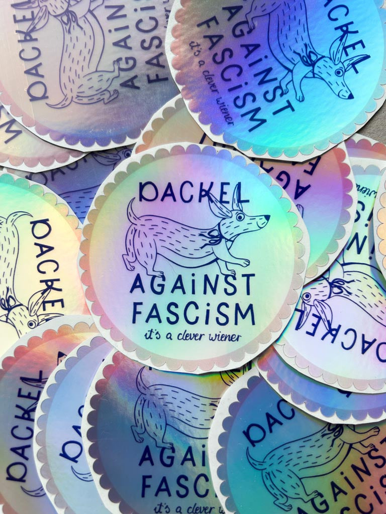 Holo Sticker Dackel against fascism