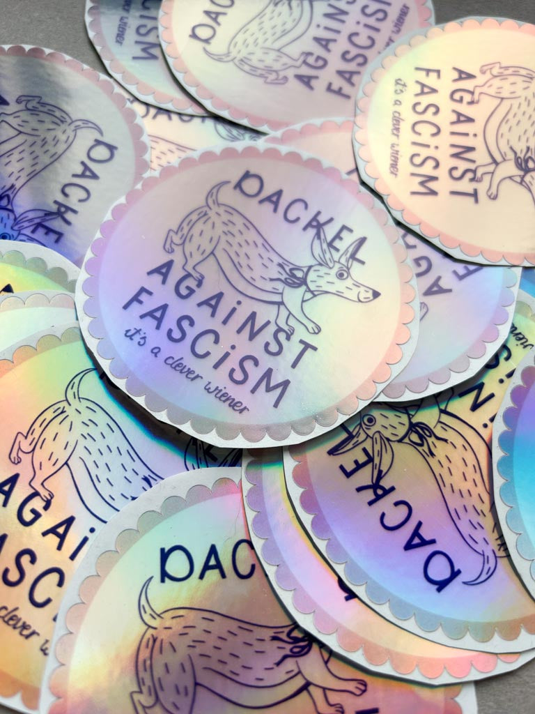 Holo Sticker Dackel against fascism