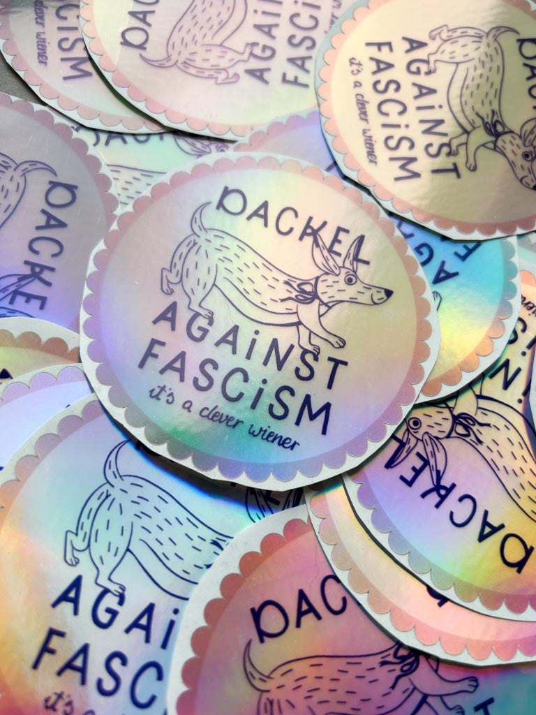 Holo Sticker Dackel against fascism