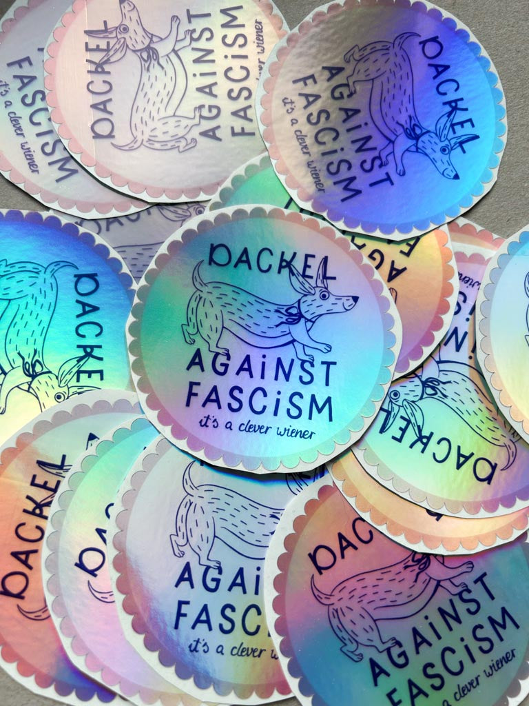 Holo Sticker Dackel against fascism