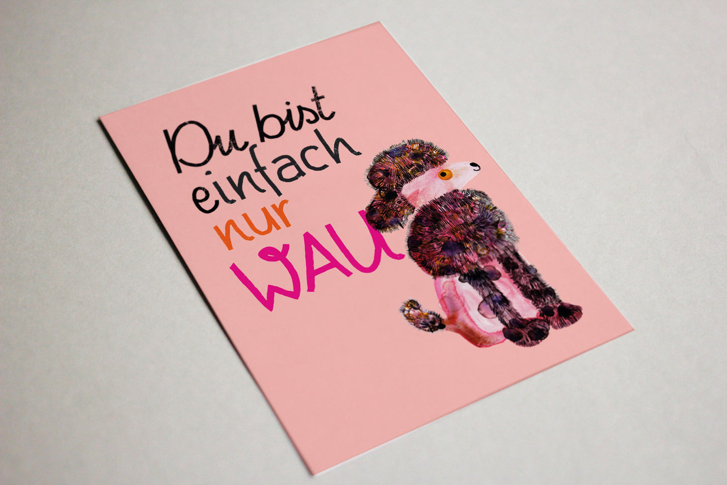Postkarte Pudel WAU