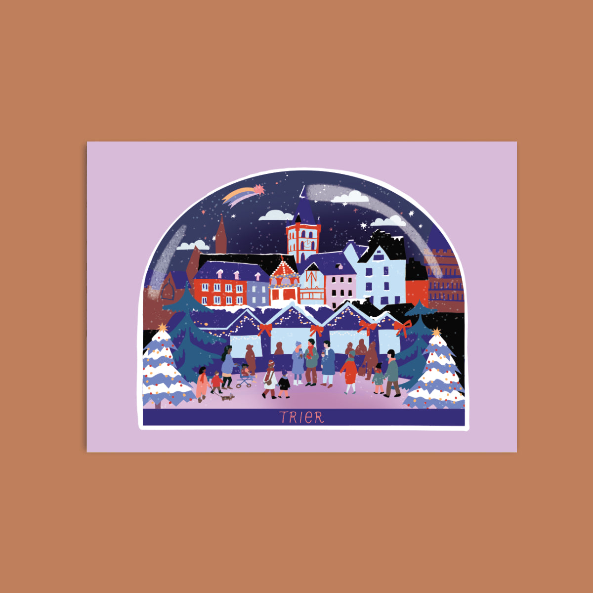 Postkarte Trier Weihnachtsmarkt Schneekugel