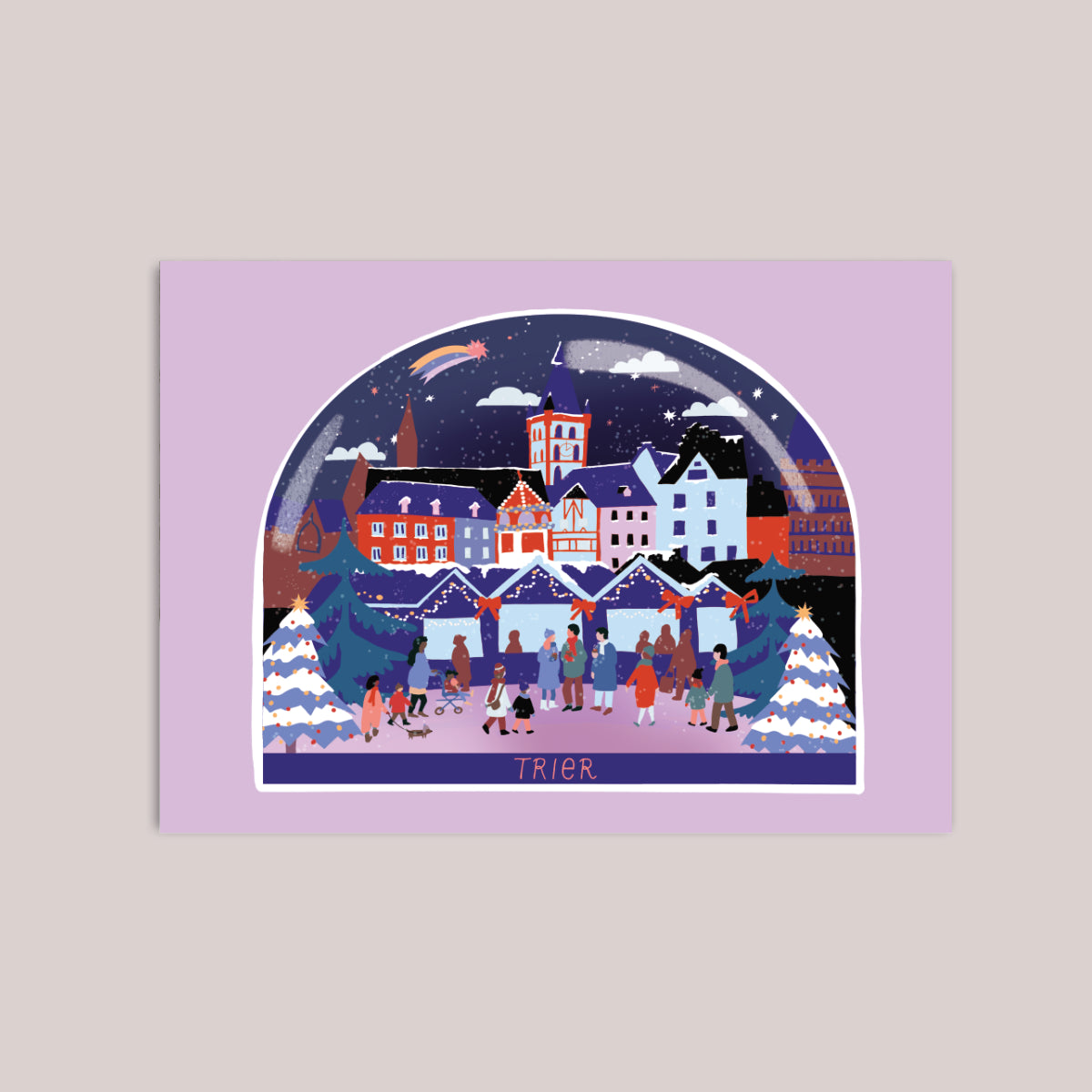 Postkarte Trier Weihnachtsmarkt Schneekugel