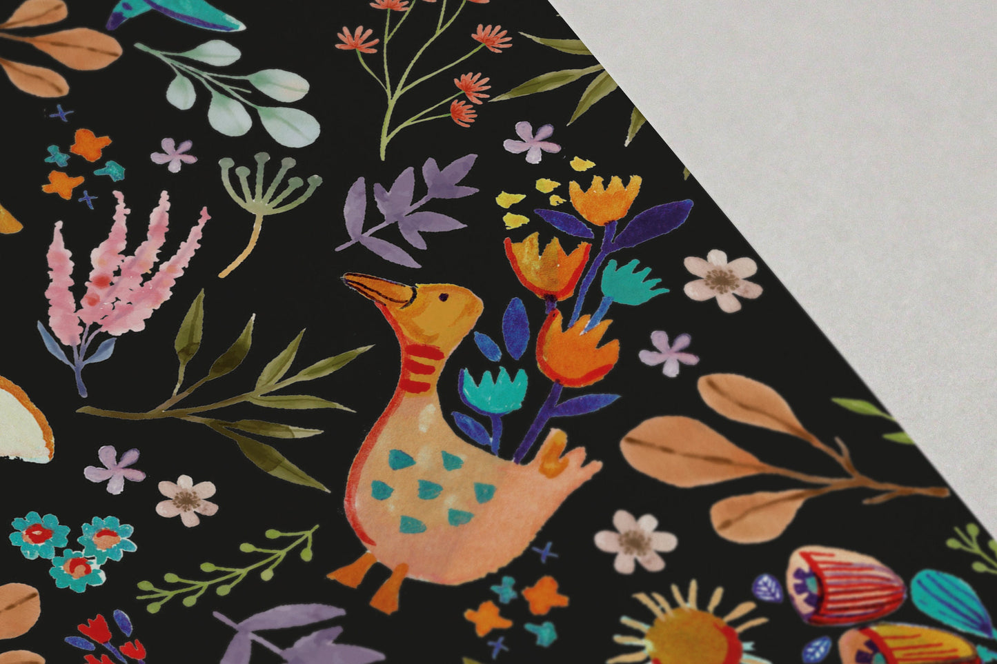 Postkarte Blumen und Tiere Muster boho