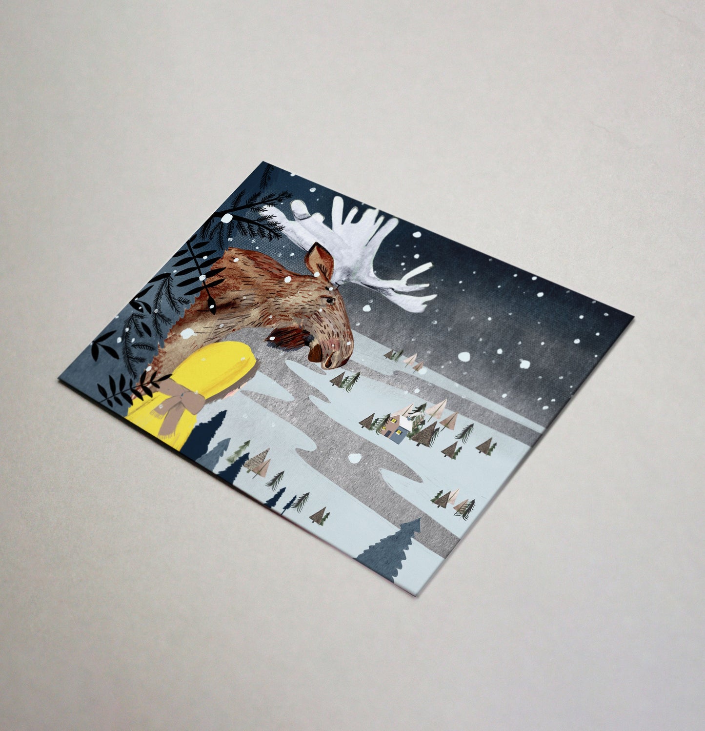 Postkarte Elch Winterlandschaft