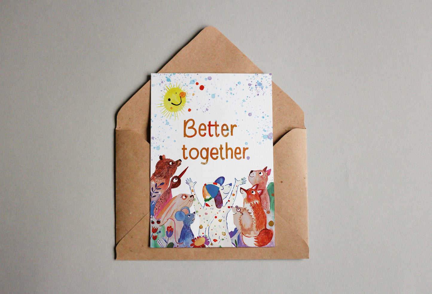 Postkarte Tiere "better together!