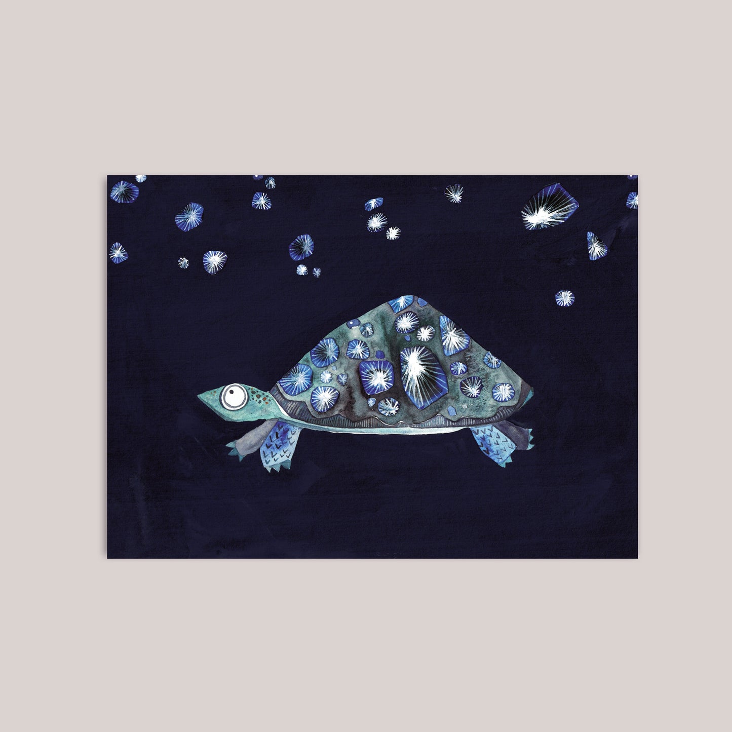Postkarte Schildkröte Nacht