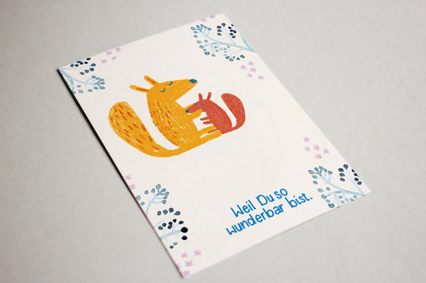 Postkarte Eichhörnchen Freunde