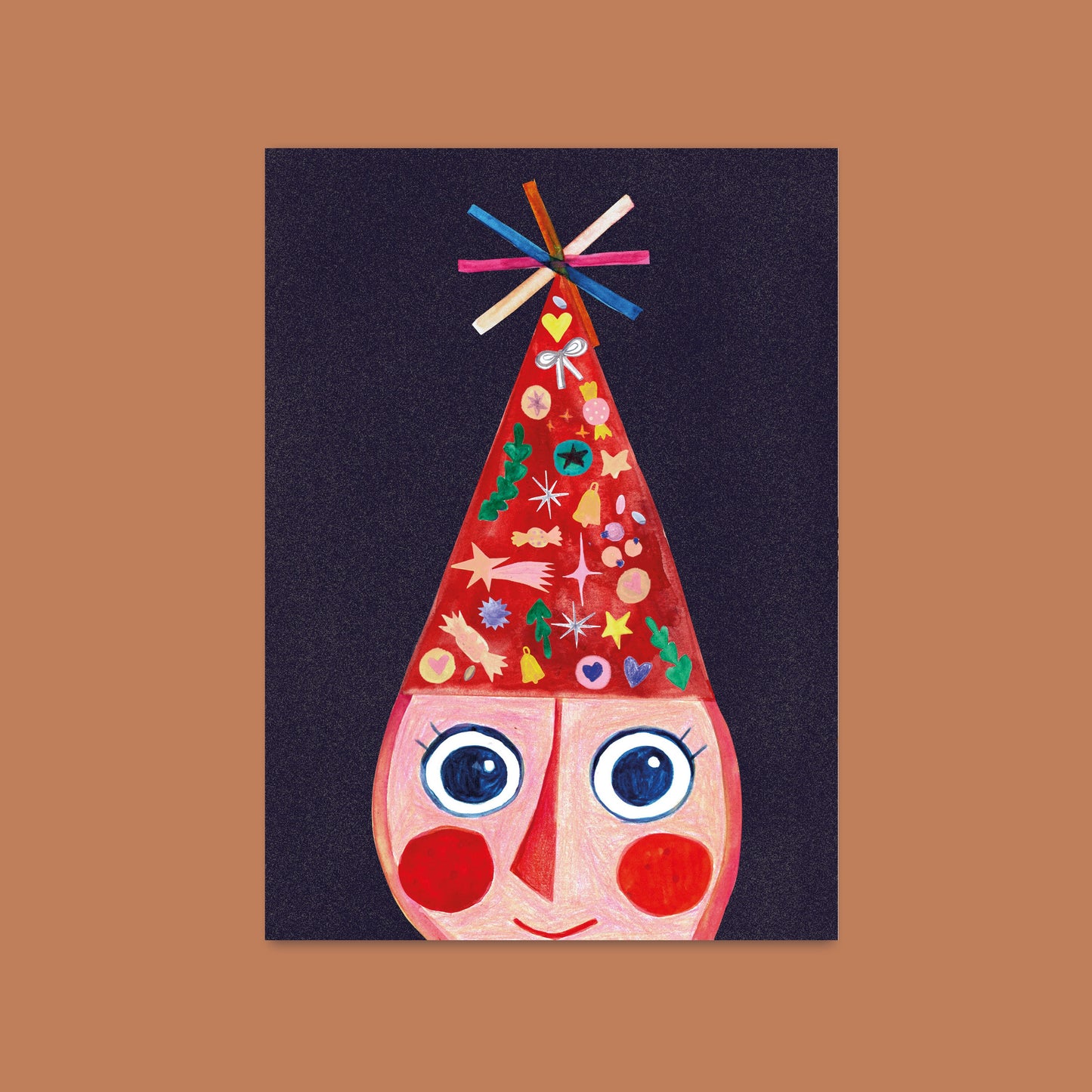 Postkartel Wichtel mit Hut Feiertage Süßigkeiten