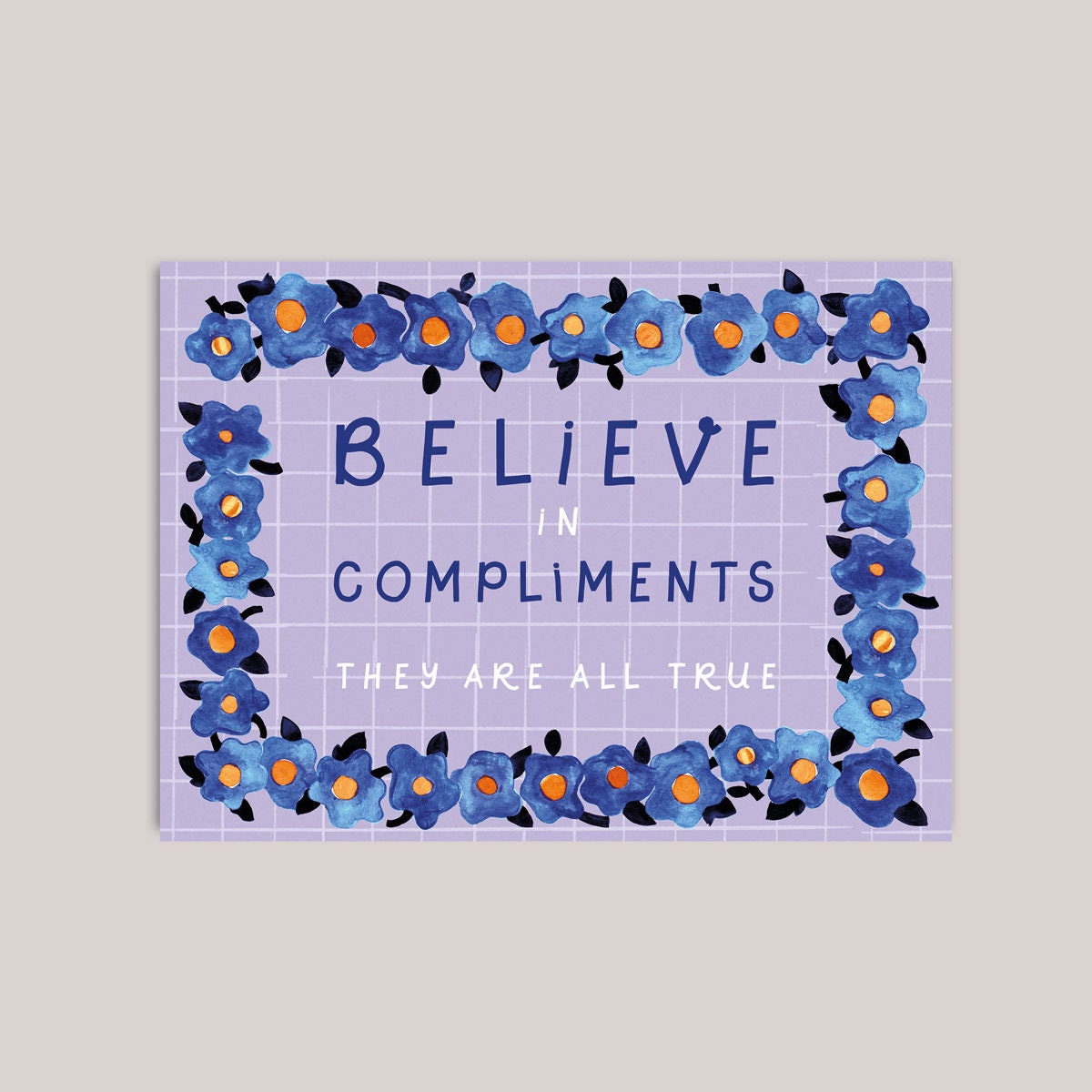 Postkarte Vergissmeinnicht "Believe in compliments…"