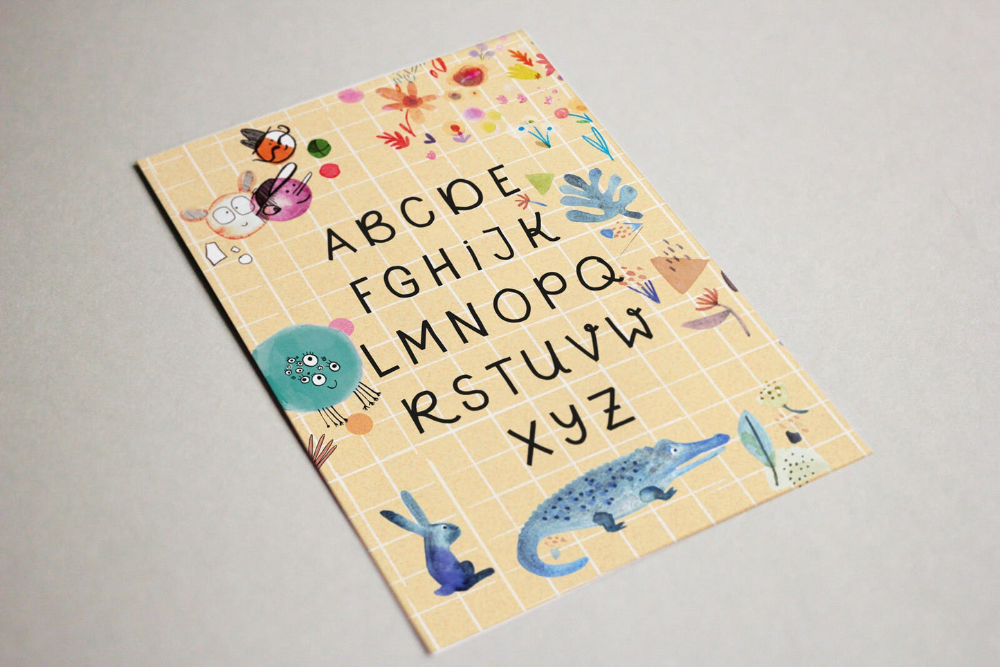 Postkarte Einschulung ABC Alphabet