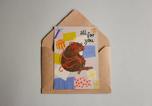 Postkarte Geschenke Bär